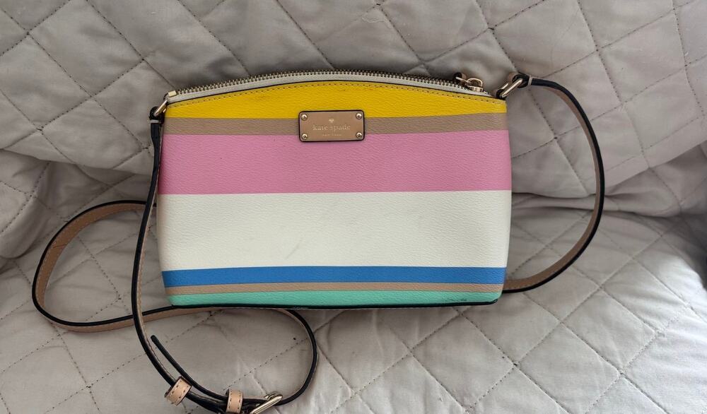 Kate Spade Dune Stripe Millie Grove Street Leather Crossbody Bag